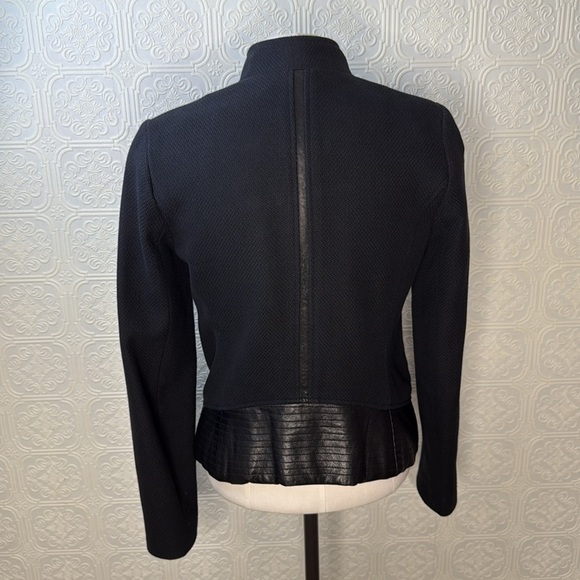 Vince | Knit Jacket with Genuine Leather Contrast, Size XS - Picture 12 of 13